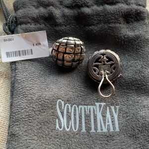 Scott Kay sterling silver quilted earrings new tag